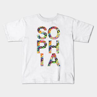 Sophia, name, typography Kids T-Shirt